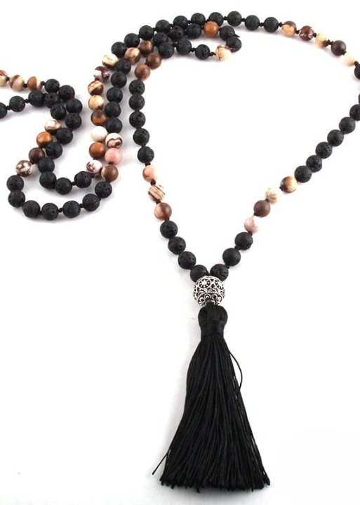 Pompom Pendant Long Boho Necklace
