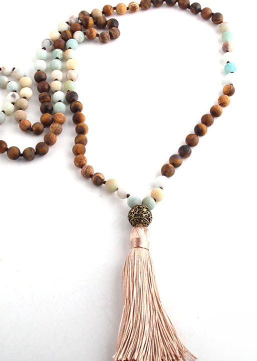 Pompom Pendant Long Boho Necklace