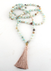 Long Boho Necklace Pompom Pendant