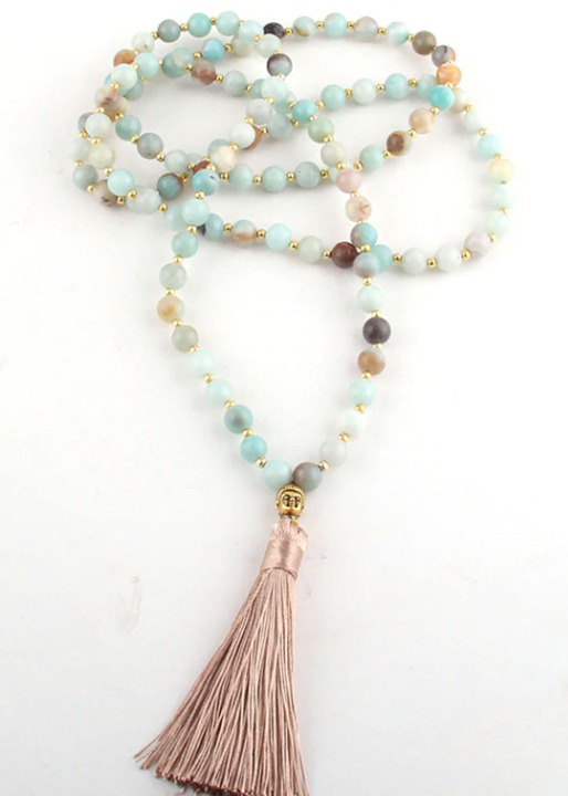 Long Boho Necklace Pompom Pendant