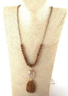 Long Boho Necklace Crystal Pendant
