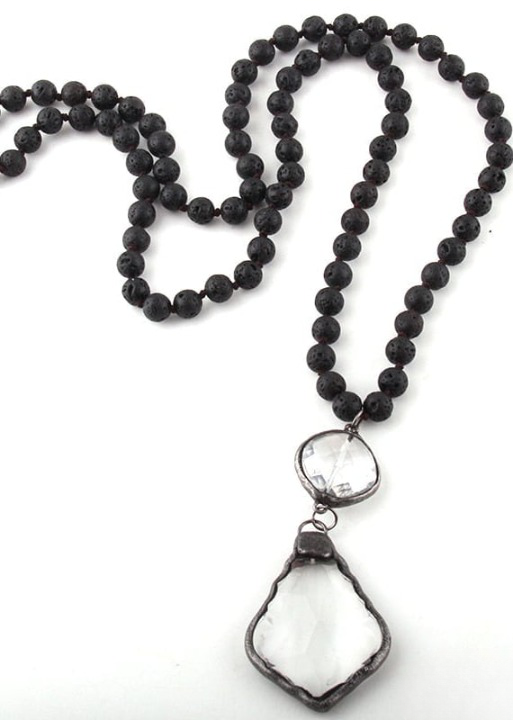 Boho Necklace Crystal Pendant