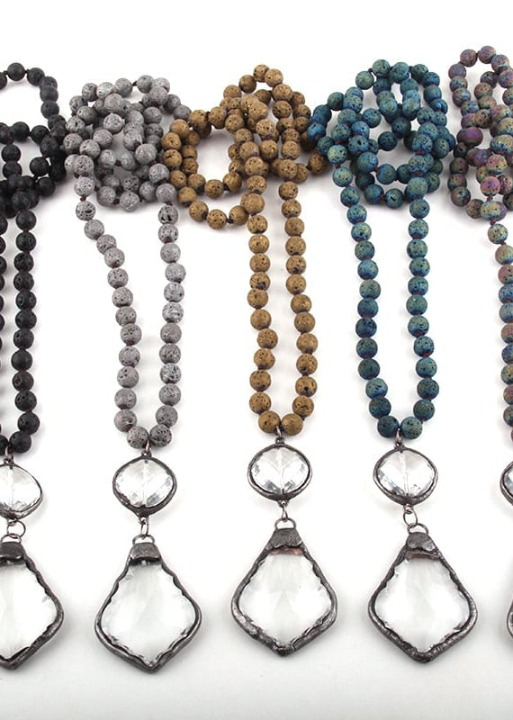 Boho Necklace Crystal Pendant