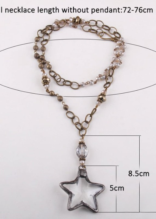 Boho Necklace Long- Crystal Pendant