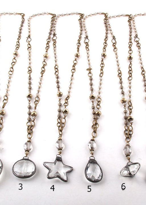 Boho Necklace Long- Crystal Pendant