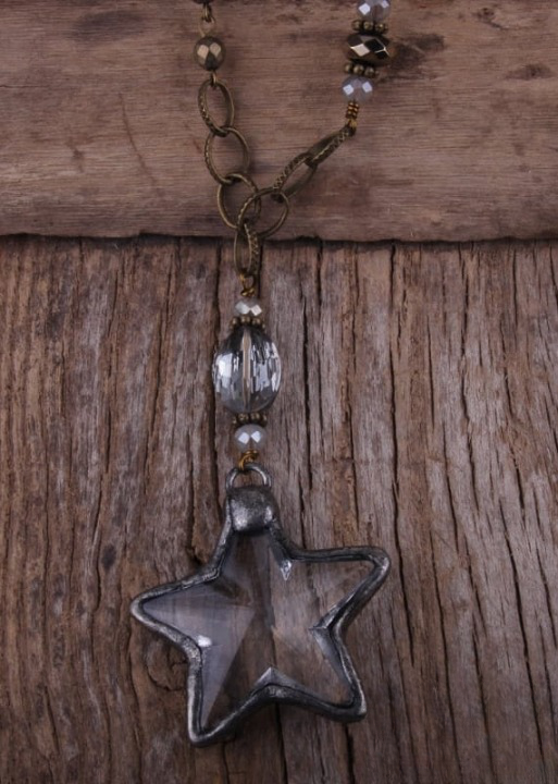 Boho Necklace Long- Crystal Pendant