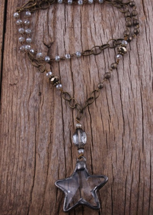 Boho Necklace Long- Crystal Pendant