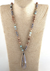 Boho Beaded Necklace - Teardrop Crystal Pendant