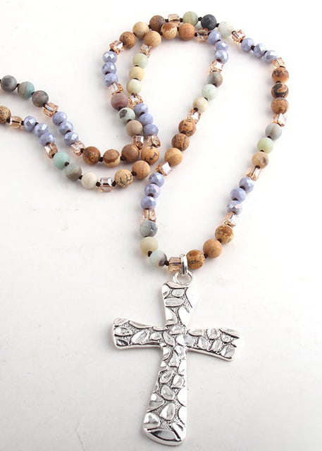 Boho Beads Necklace Crystal Pendant