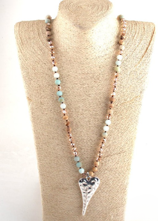 Boho Beads Necklace Crystal Pendant