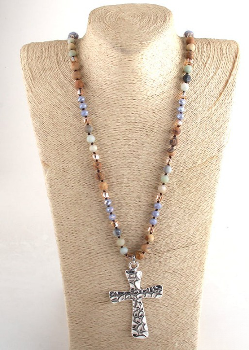 Boho Beads Necklace Crystal Pendant
