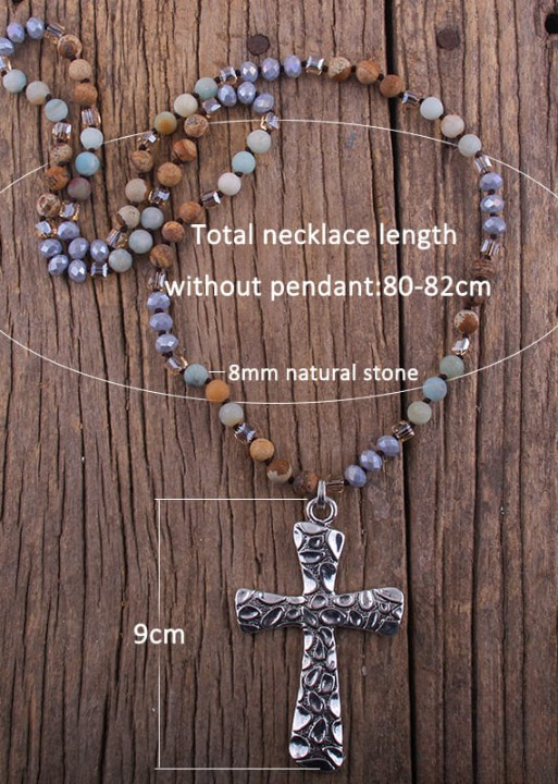 Boho Beads Necklace Crystal Pendant