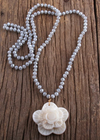 Boho Beaded Necklace - Big Flower Pendant