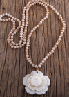Boho Beaded Necklace - Big Flower Pendant