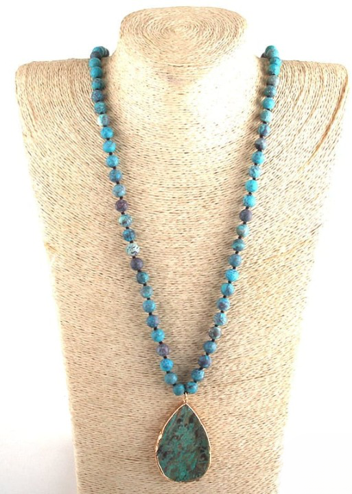 Boho Beaded Necklace Natural Stone