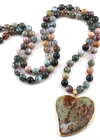 Ethnic Boho Necklace - Green Heart Pendant