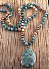 Long Boho Necklace Natural Stone