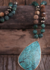 Long Boho Necklace Natural Stone