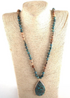 Long Boho Necklace Natural Stone