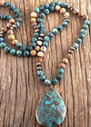 Long Boho Necklace Natural Stone