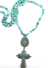 Long Boho Beads Necklace with Pendant