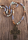 Boho Beaded Necklace Cross Pendant