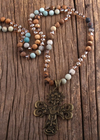 Boho Beaded Necklace Cross Pendant