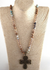 Boho Beaded Necklace Cross Pendant
