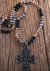 Boho Beaded Necklace Cross Pendant