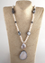 White Boho Pearl Necklace Crystal Pendant