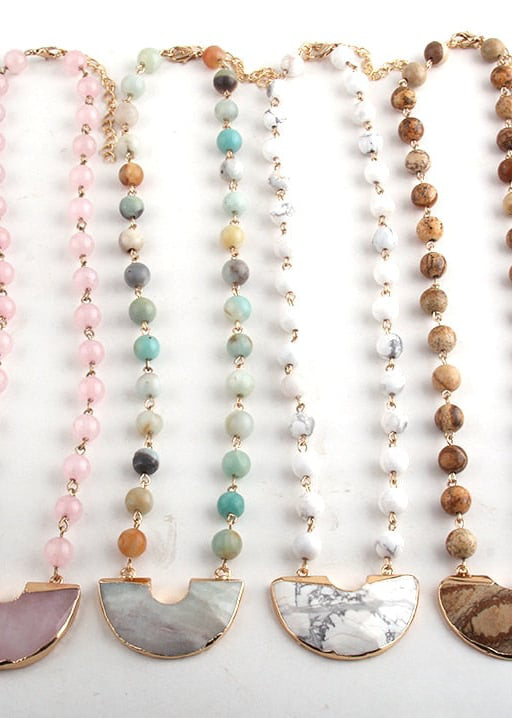 Boho Pearl Necklace with Pendant