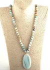 Boho Beaded Necklace - Natural Stone Pendant