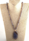 Boho Beaded Necklace - Natural Stone Pendant