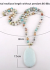 Boho Beaded Necklace - Natural Stone Pendant