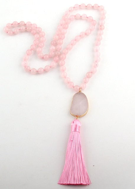 Pompom Pendant Boho Beads Necklace