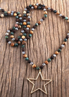 Boho Beaded Necklace - Star Metal Pendant