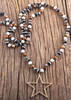 Boho Beaded Necklace - Star Metal Pendant