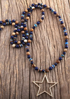 Boho Beaded Necklace - Star Metal Pendant