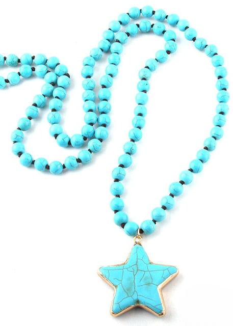 Boho Beaded Necklace Start Pendant