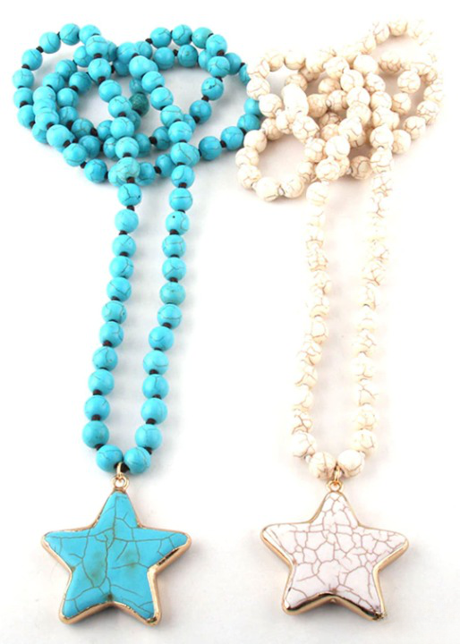 Boho Beaded Necklace Start Pendant