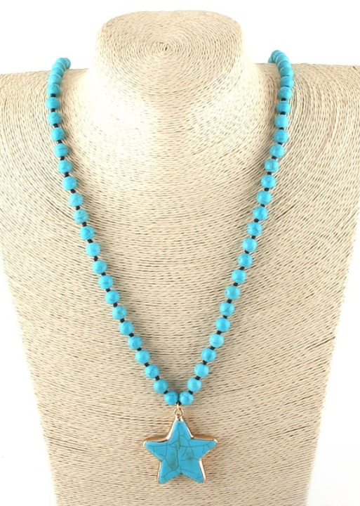 Boho Beaded Necklace Start Pendant