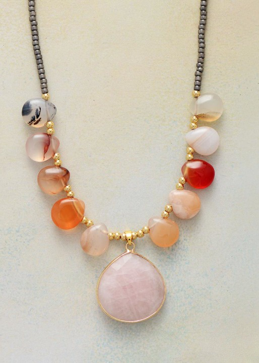 Chic Boho Necklace Natural Stone Pendant