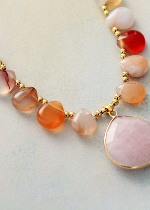 Chic Boho Necklace Natural Stone Pendant