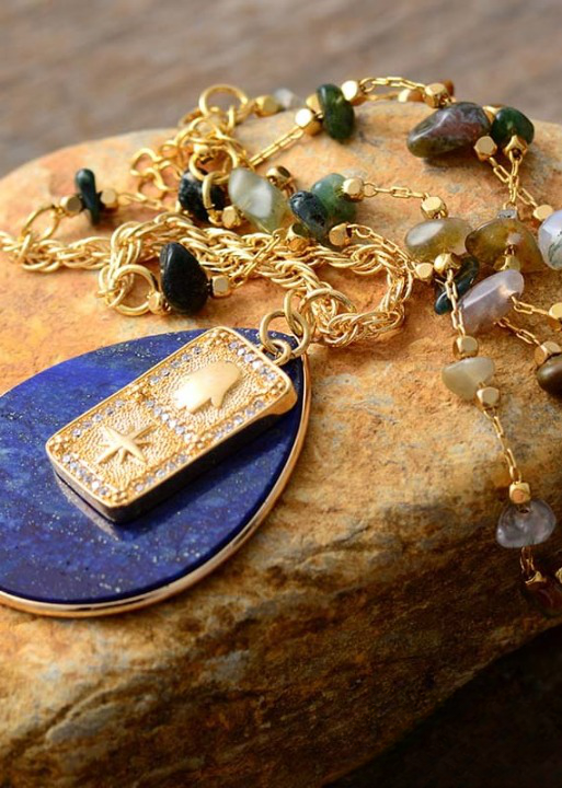 Gold Boho Beads Long Necklace