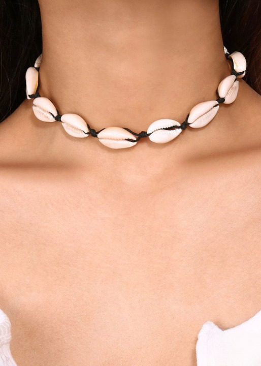 Boho Choker Necklace - White Puka Shell