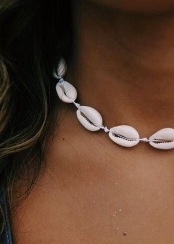 Boho Choker Necklace - White Puka Shell