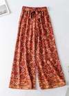 Boho Pants Palazzo Paisley Red Indian Floral