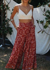 Boho Pants Palazzo Paisley Red Indian Floral