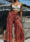 Boho Pants Palazzo Paisley Red Indian Floral