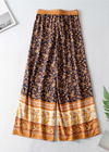 Boho Palazzo Pants in navy blue floral pattern, bow on the waist